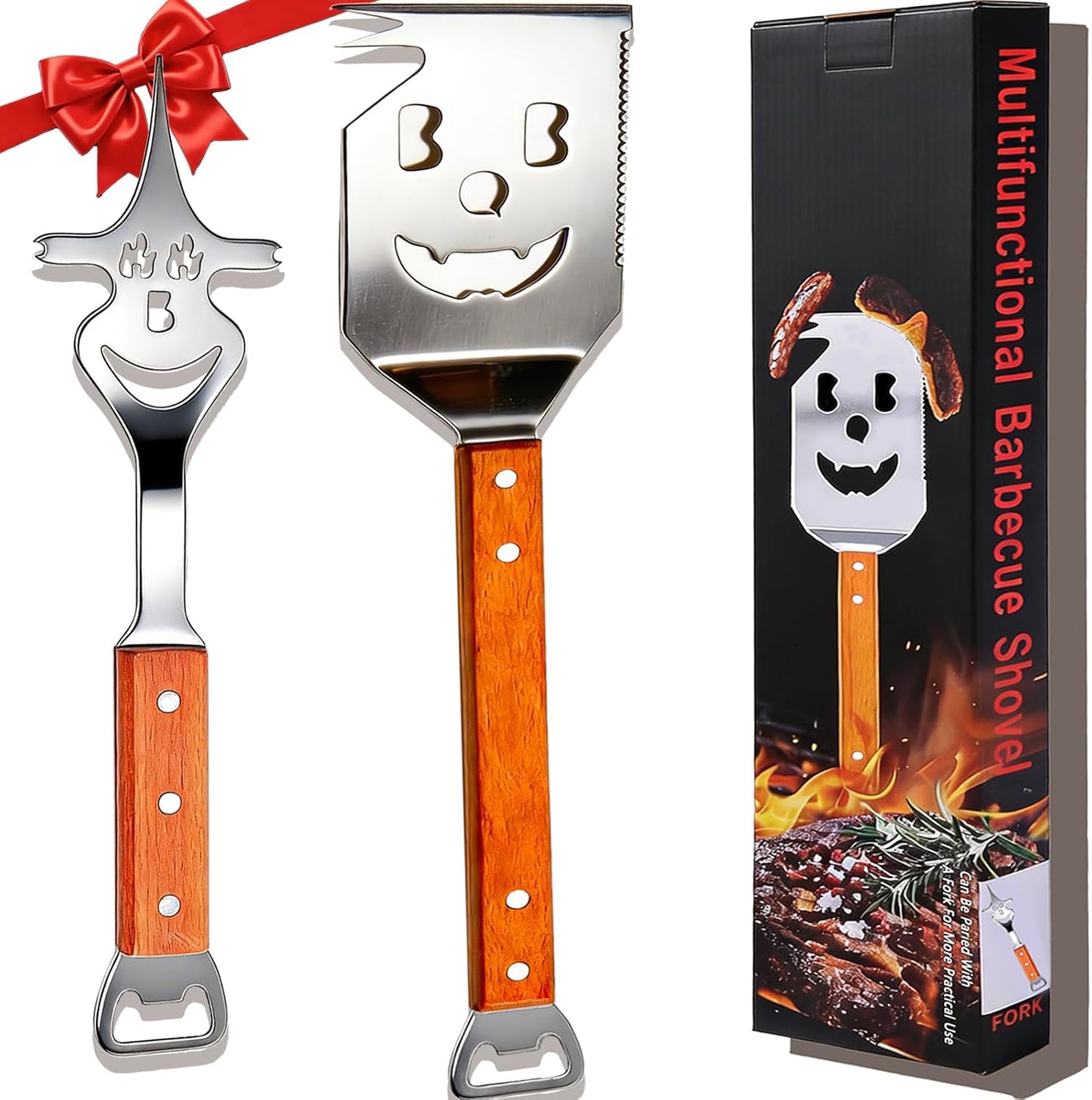 7en1 Accesorios Barbacoa con Asas Madera y Gancho