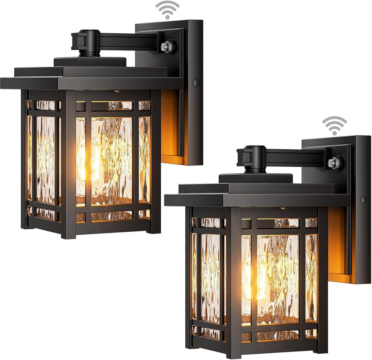 2 Luces pared exterior cuadradas E26 color negro
