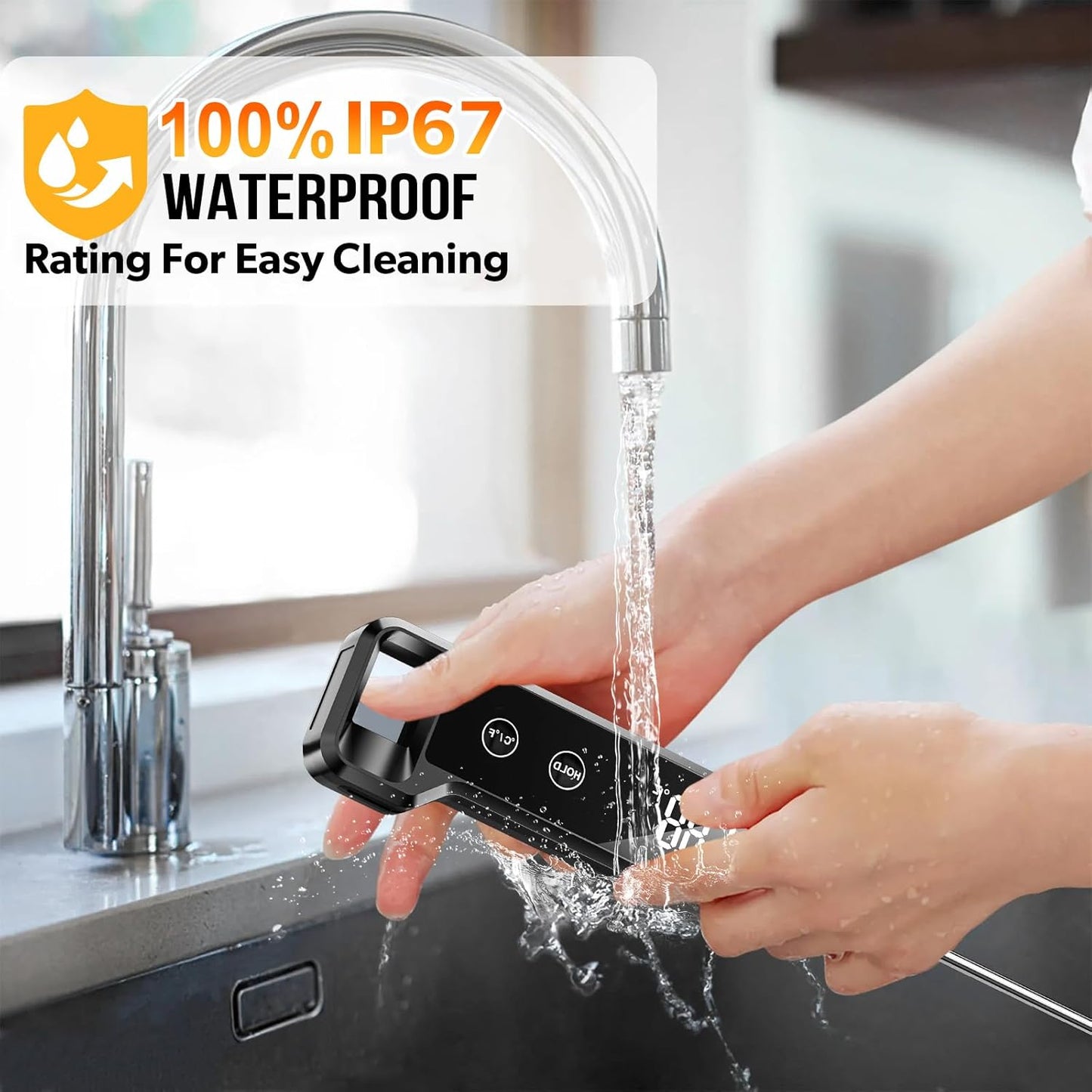 Termómetro digital para carne impermeable con pantalla LCD