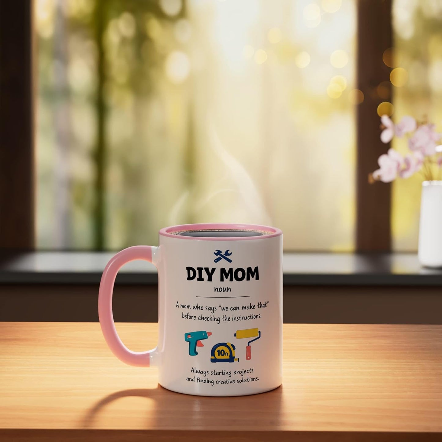 Taza Cerámica para Mamá Día de la Madre Rosa/Blanca