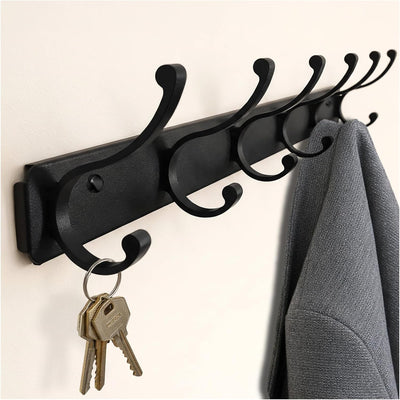 Perchero acero carbono ganchos adhesivos pared toallero baño