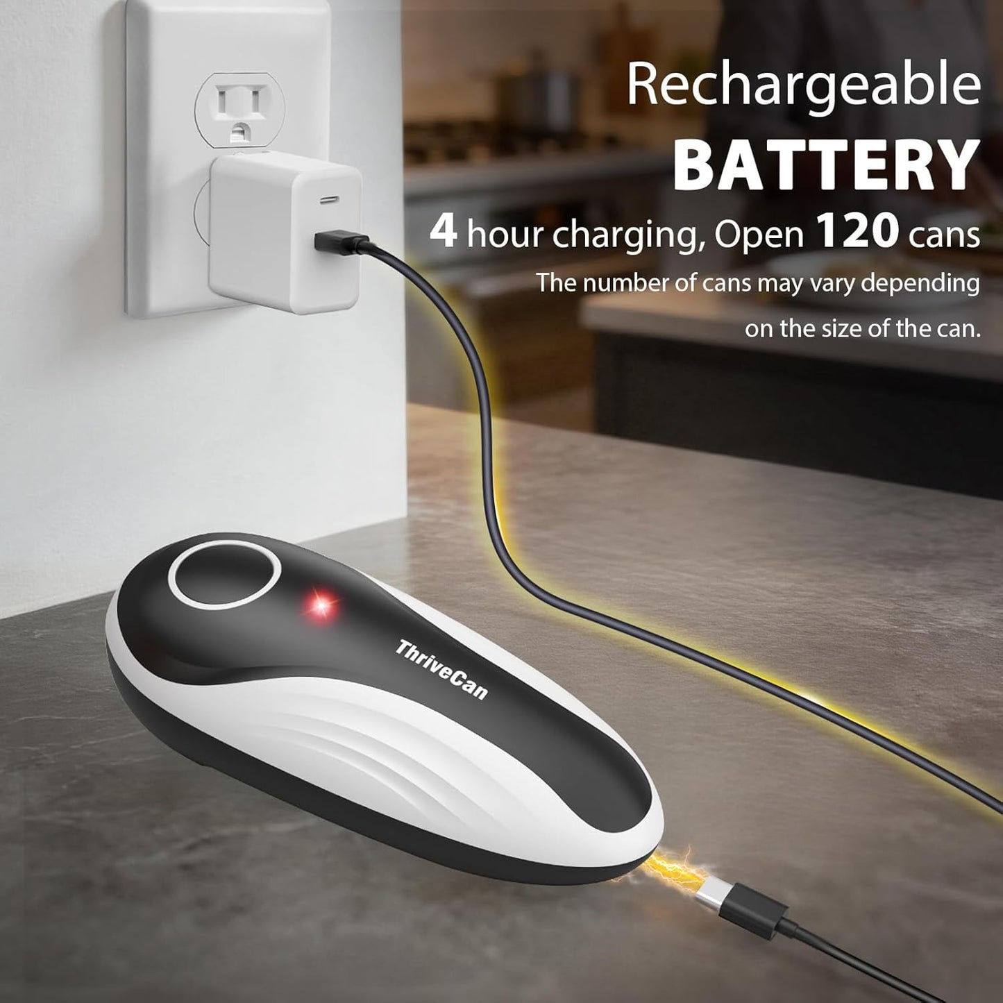 Abrelatas eléctrico automático de un toque con borde liso para personas mayores