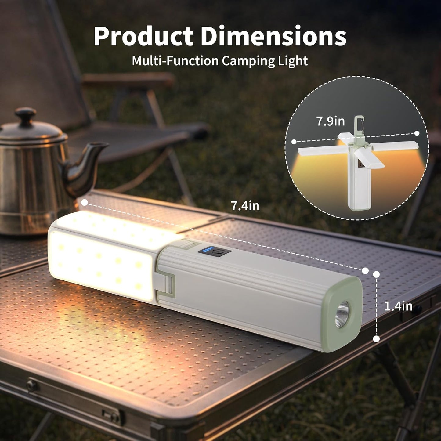 Linterna recargable plegable LED solar camping senderismo