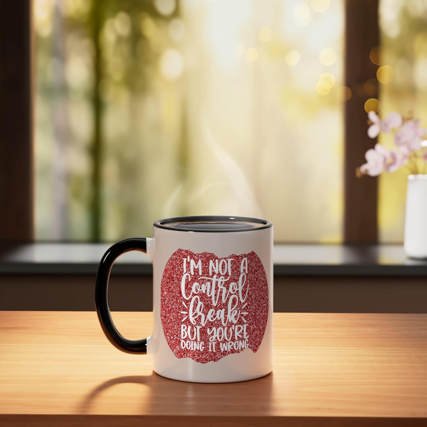 Taza Cerámica con Frase Irónica Fondo Rojo Negro/Blanco