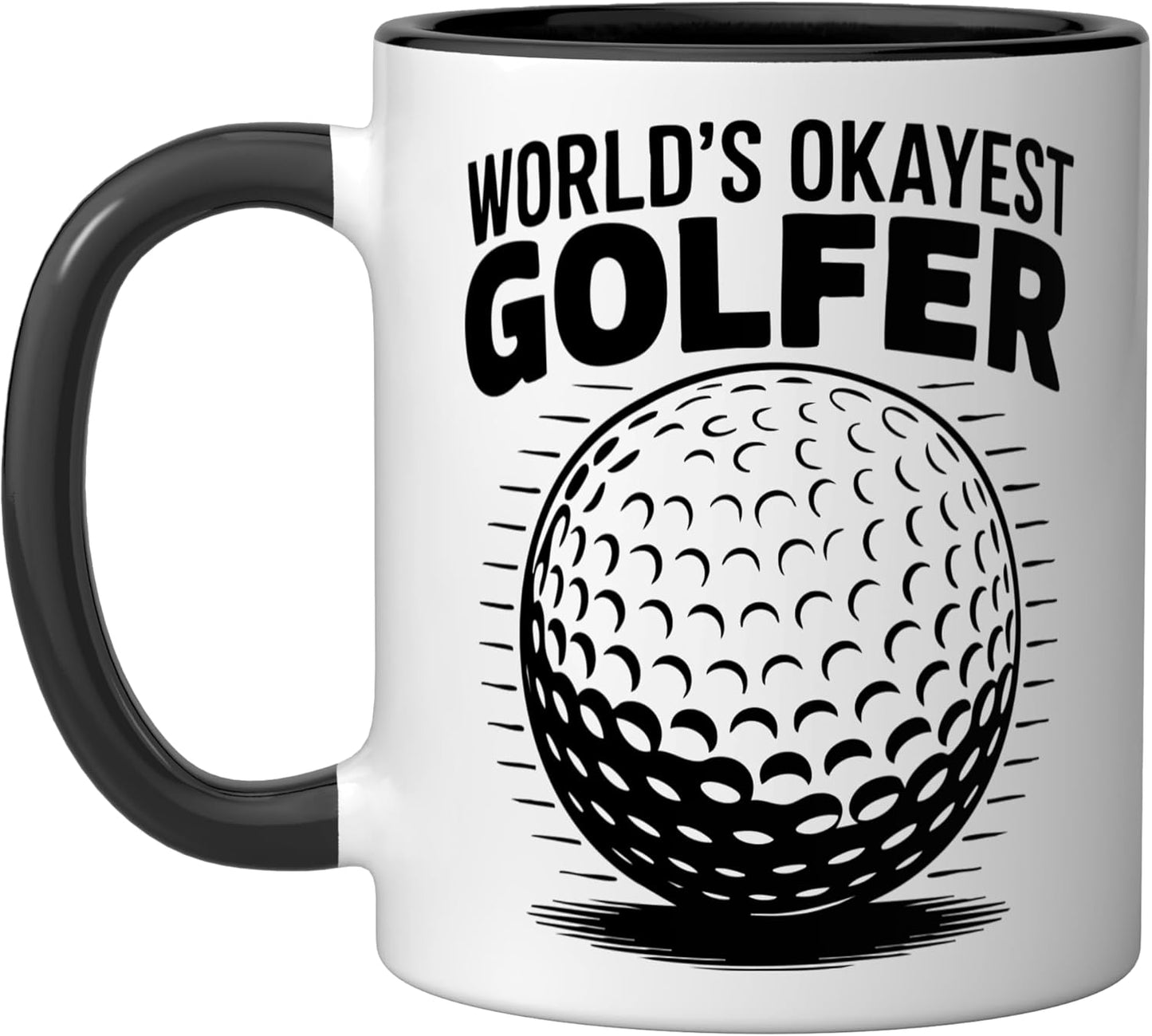 Taza de cerámica con bola de golf humorística negra/blanca