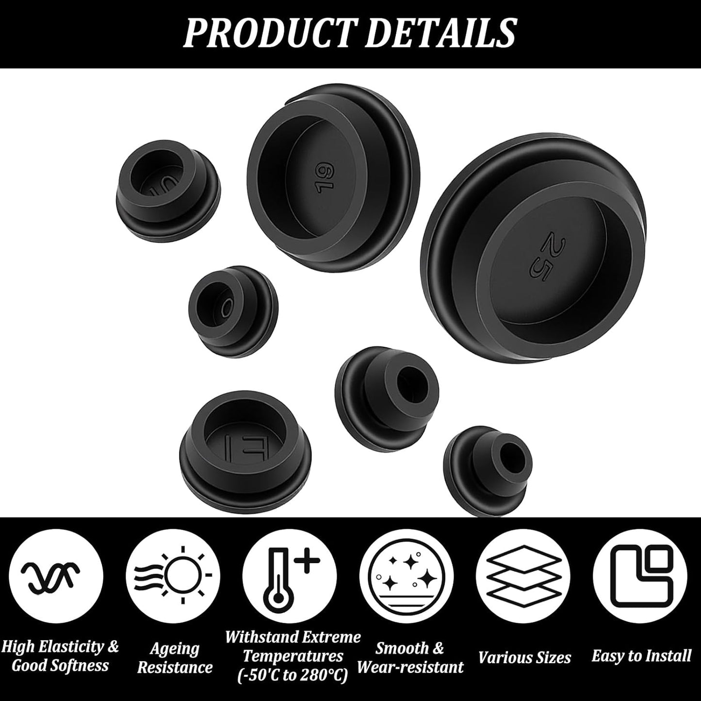 Kit 80 Tapones Silicona 7 Tamaños 1/4-1 Pulg