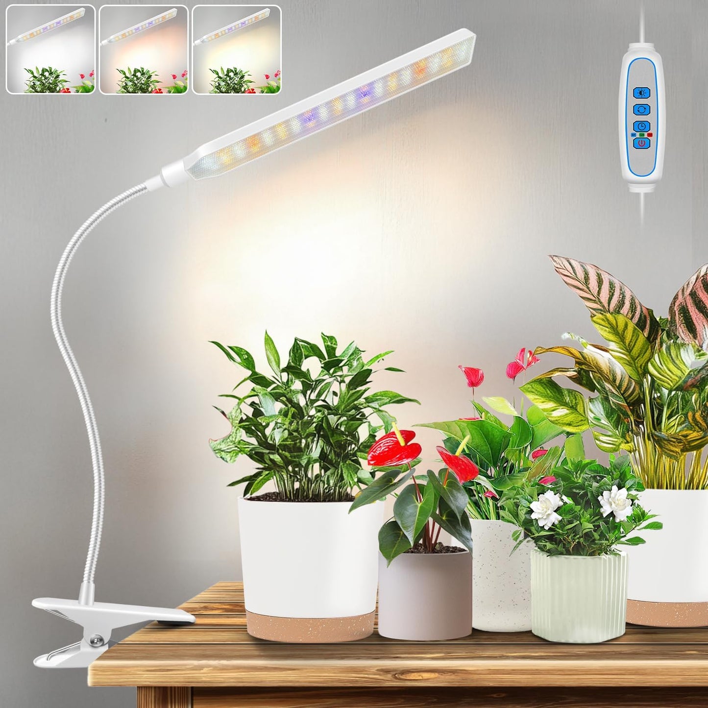 Lámpara cultivo interior 10W 57LEDs temporizador 3 modos