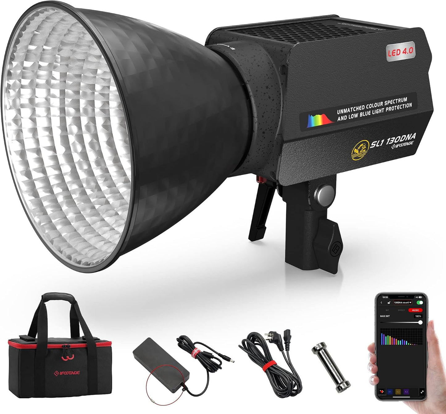 Luz video LED 130W CRI 98 portátil alta precisión