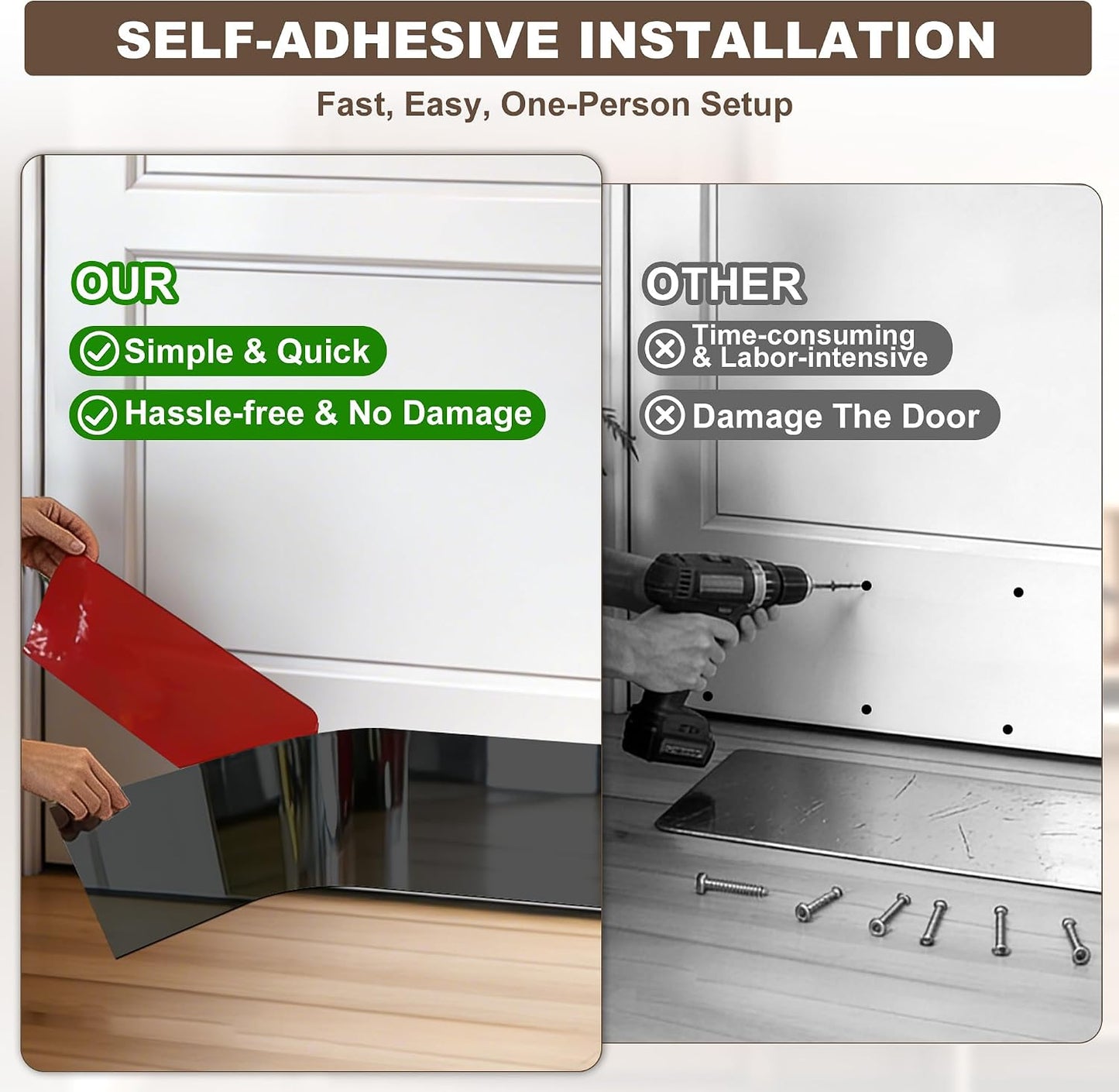2 Pzas Espejo Acero Inox 8x34pulg Autoadhesivo Puerta