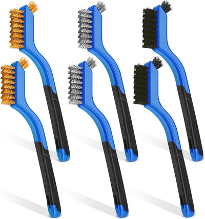 Set 6 Cepillos Alambre Acero Inox para Limpieza Oxido Azul