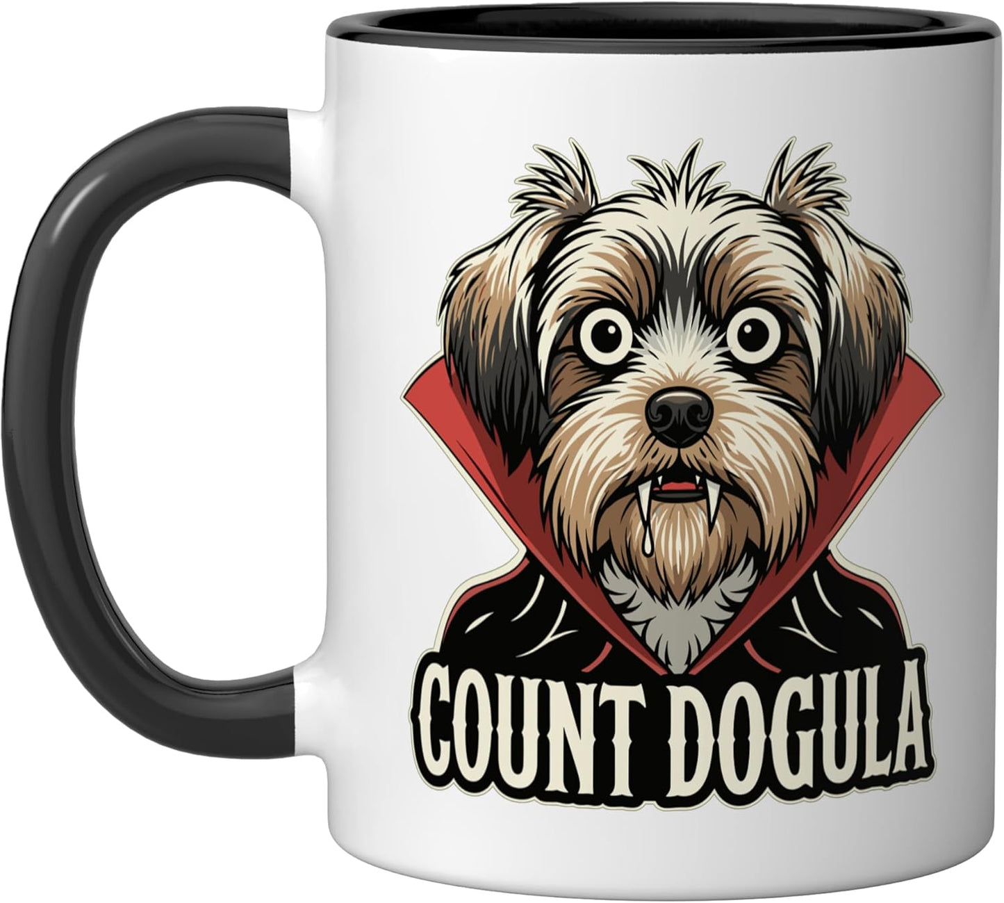 Taza cerámica para perros temática Halloween negra/blanca