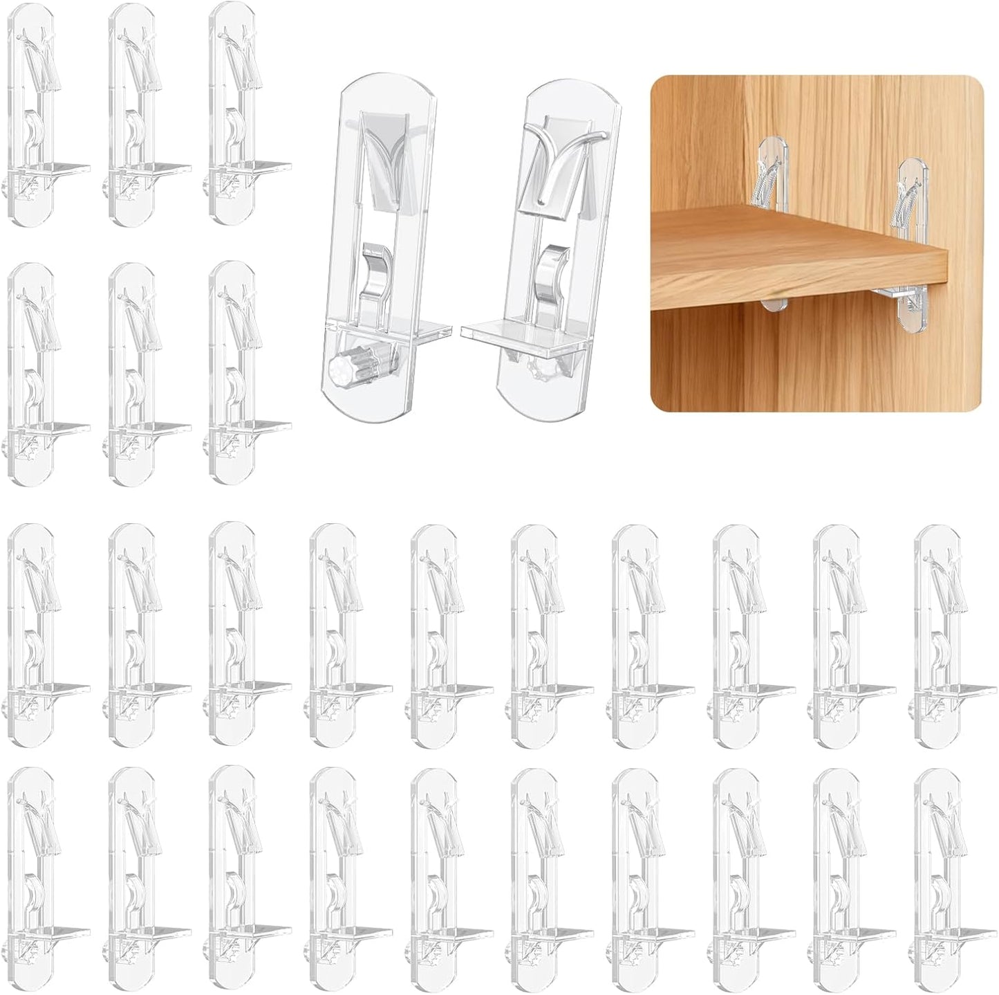 Clavijas plástico transparente para estantes gabinete 5/8pulg
