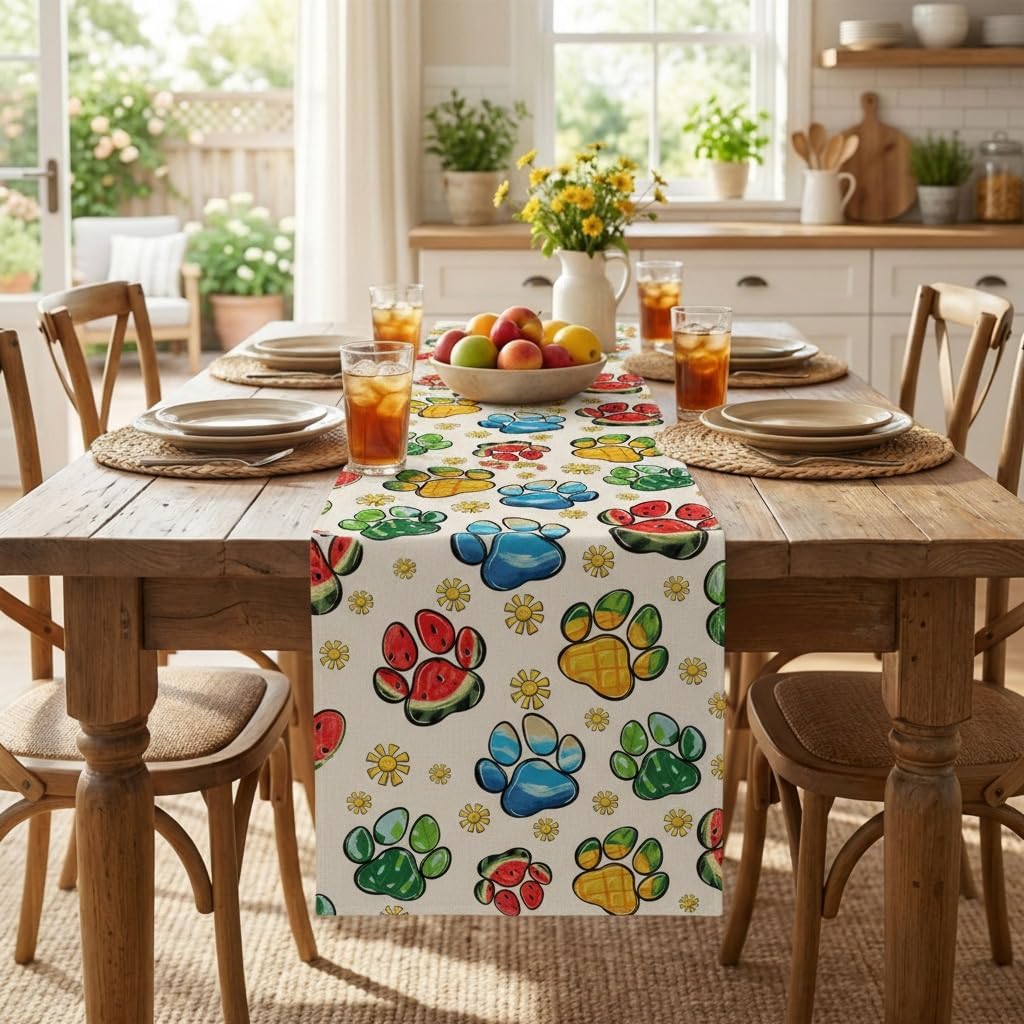 Camino mesa verano patas perro 13x72pulg decoración