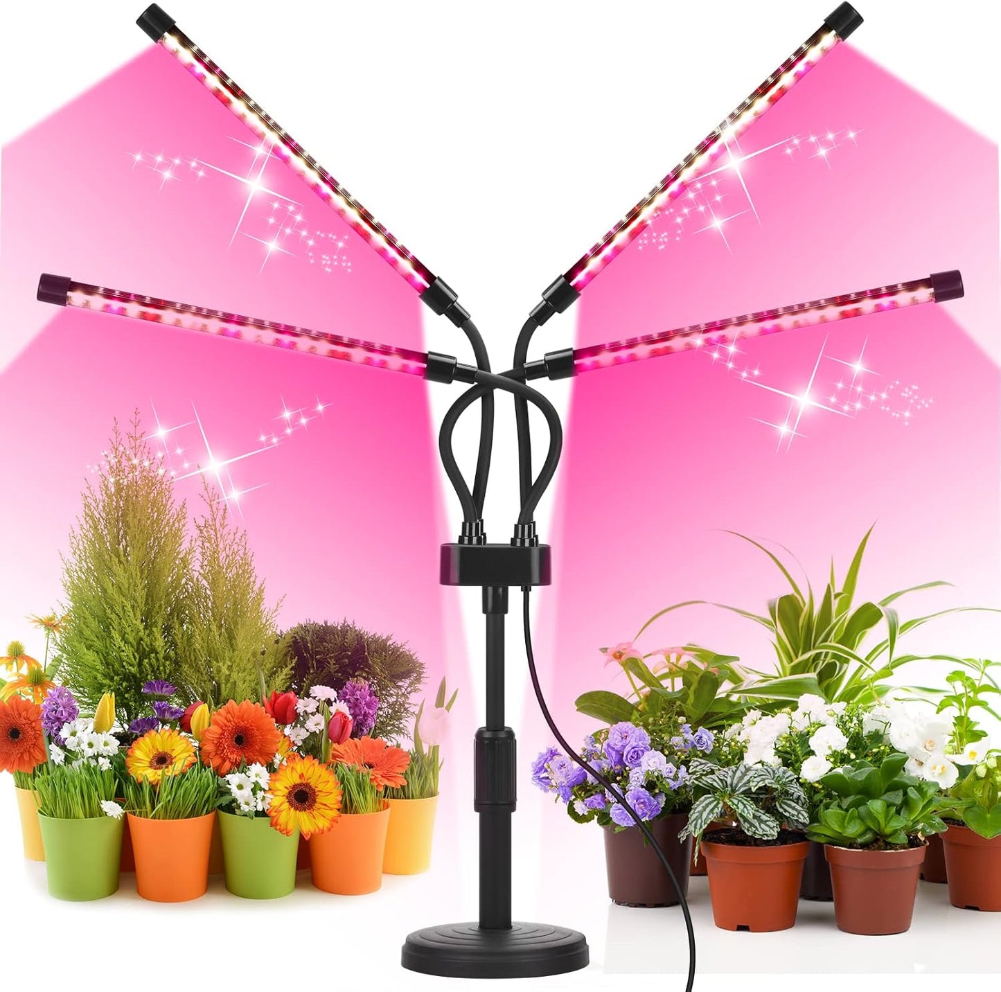 Luz LED cultivo plantas interior 4 cabezas espectro completo