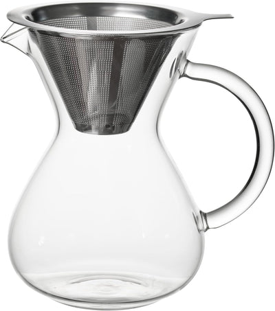 Cafetera vertida 2 tazas 16oz vidrio borosilicato filtro acero inox
