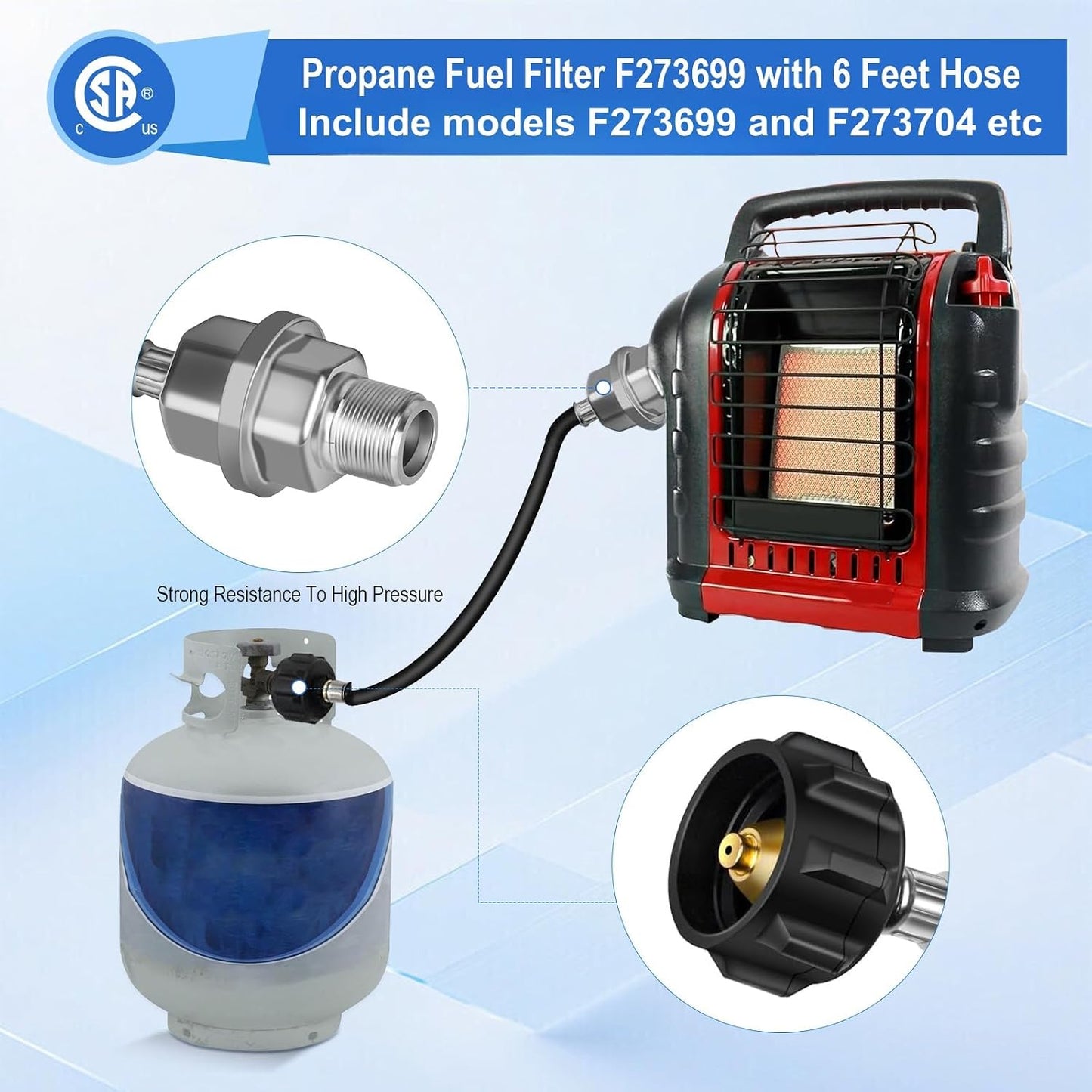 Filtro combustible propano para Buddy Heater 6ft