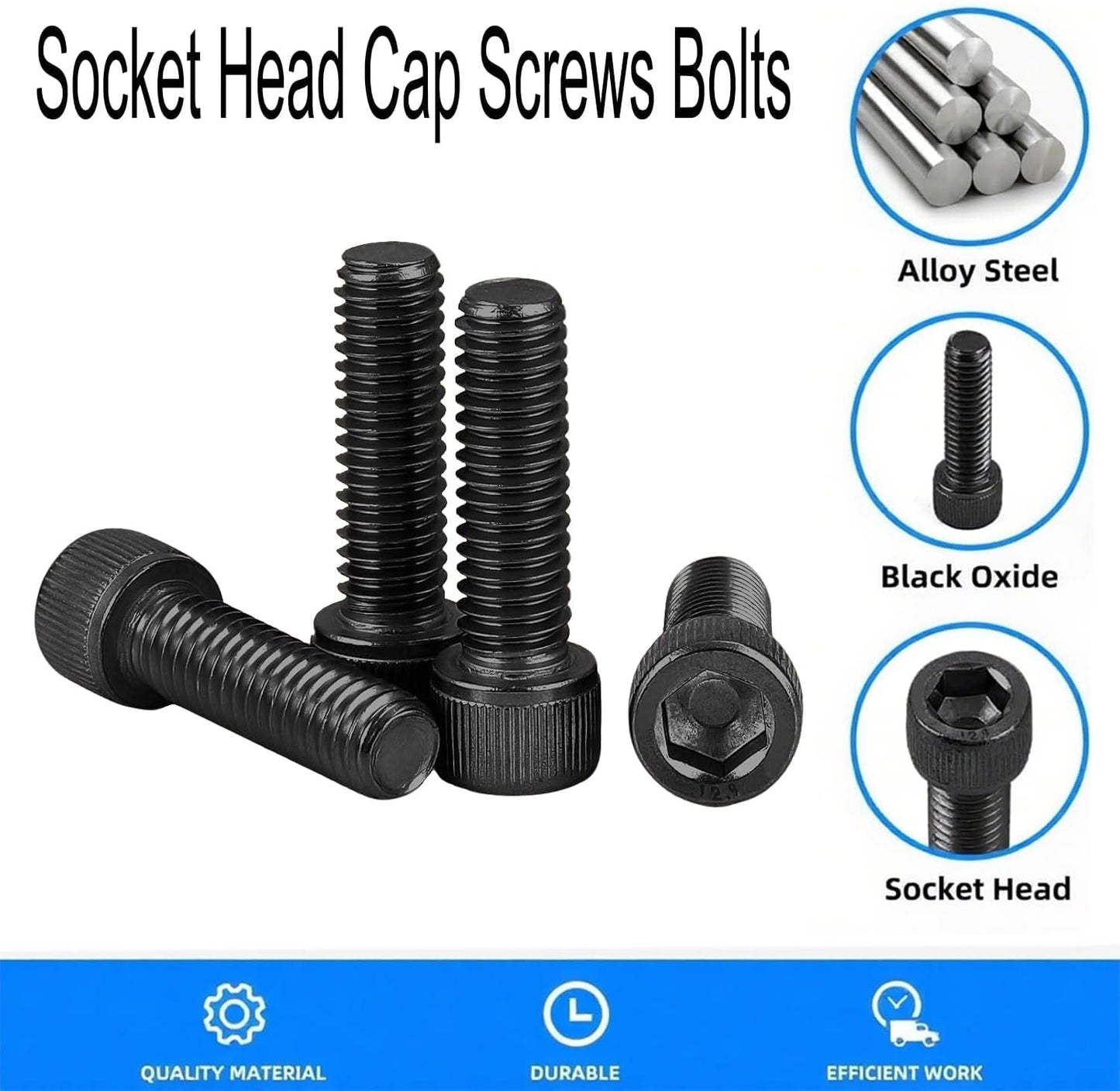 Tornillos M6 Allen acero aleación grado 12.9 50 uds