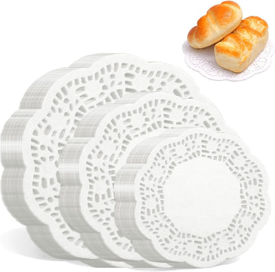 150 Pzas Doilies Papel Blanco Tamaños 4.5-6.5 Pulg Decoración Mesa