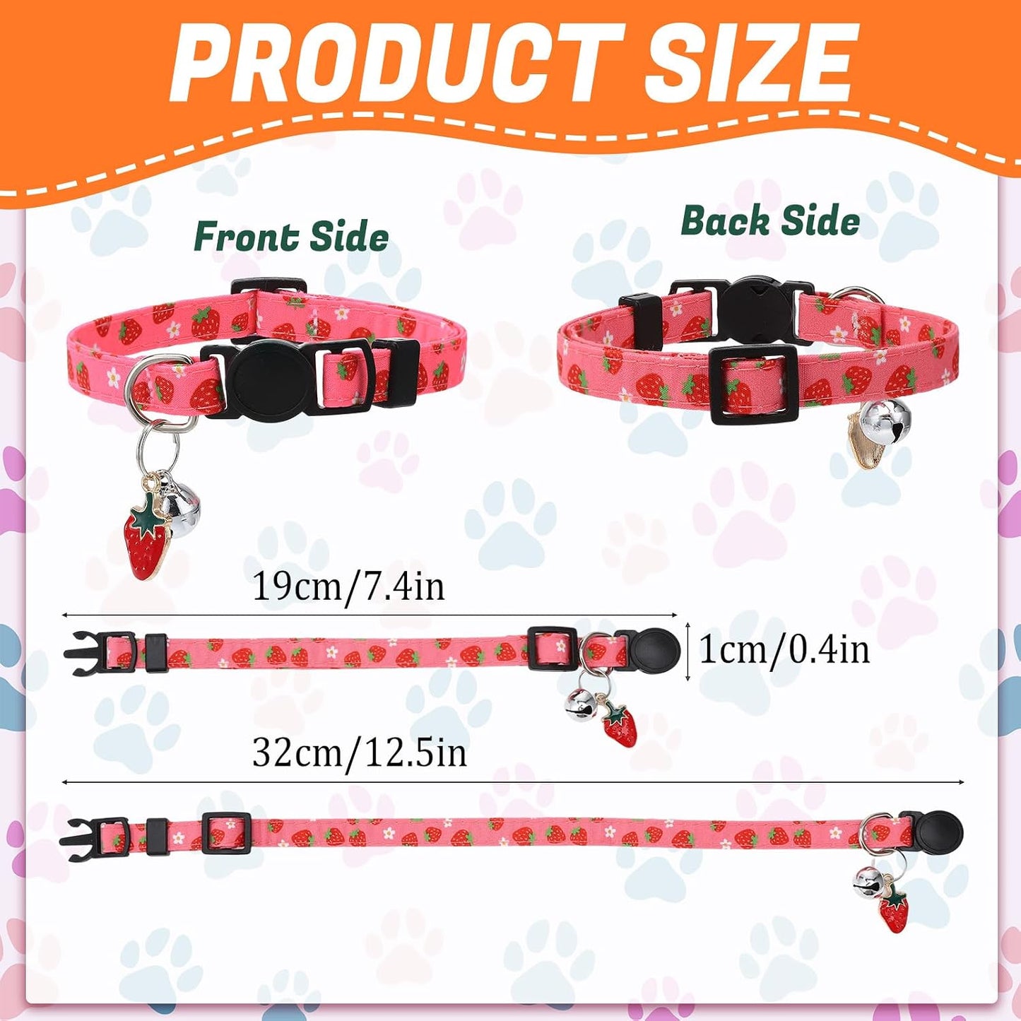 18 Collares Gato con Campanas Colgantes Frutas Ajustables