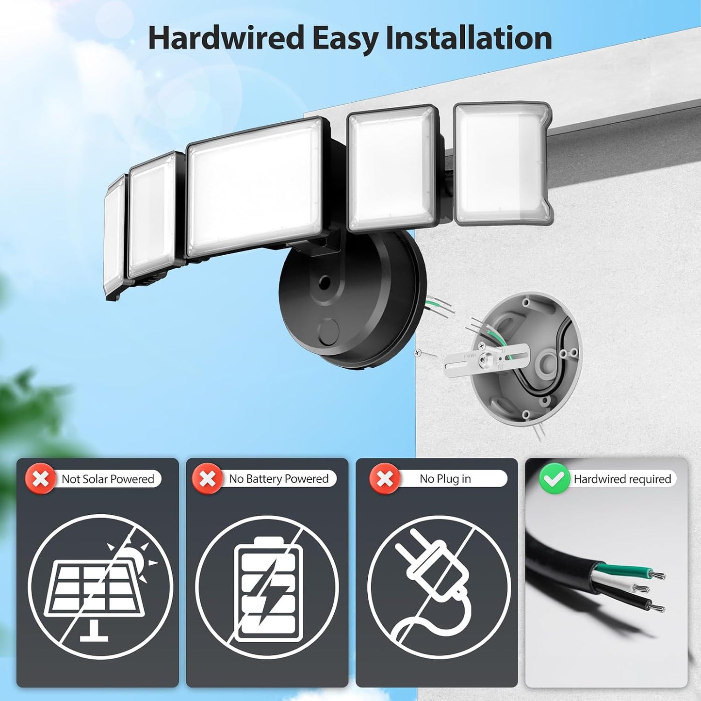 Luz inundación LED 180W 18000lm 5 cabezales IP65