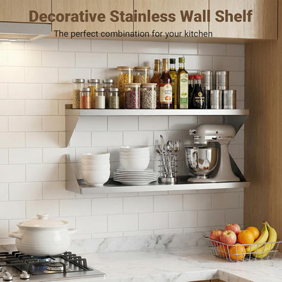 Estante acero inox 12x24pulg soportes reversibles cocina