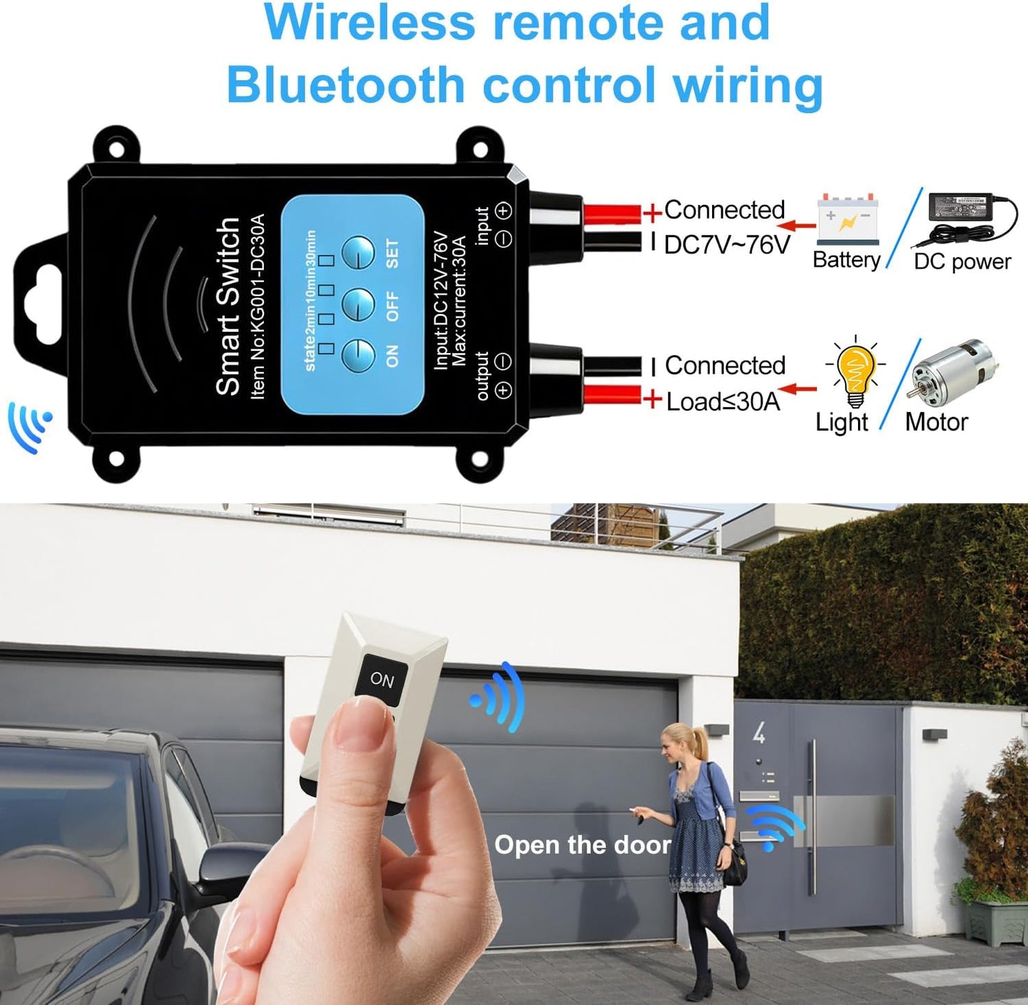 Interruptor inalámbrico Bluetooth 12-76V para puertas