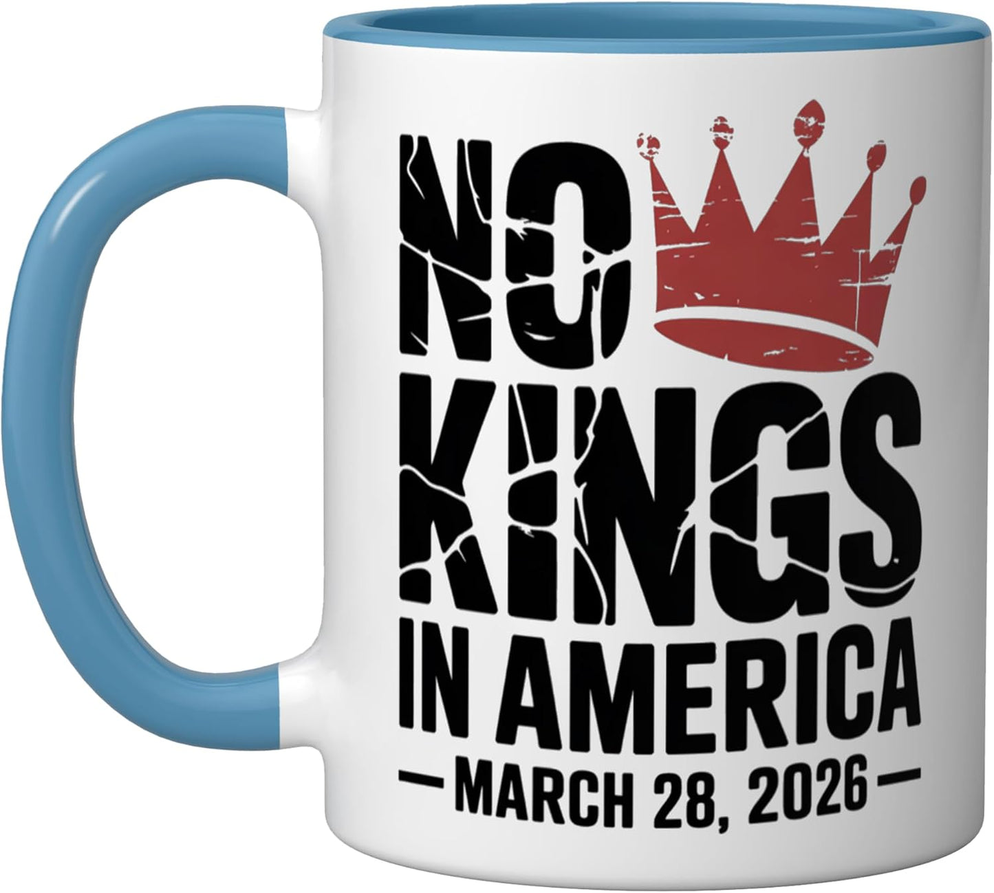 Taza cerámica No Kings Protest 28 de marzo 2026 Resist Crown Grunge