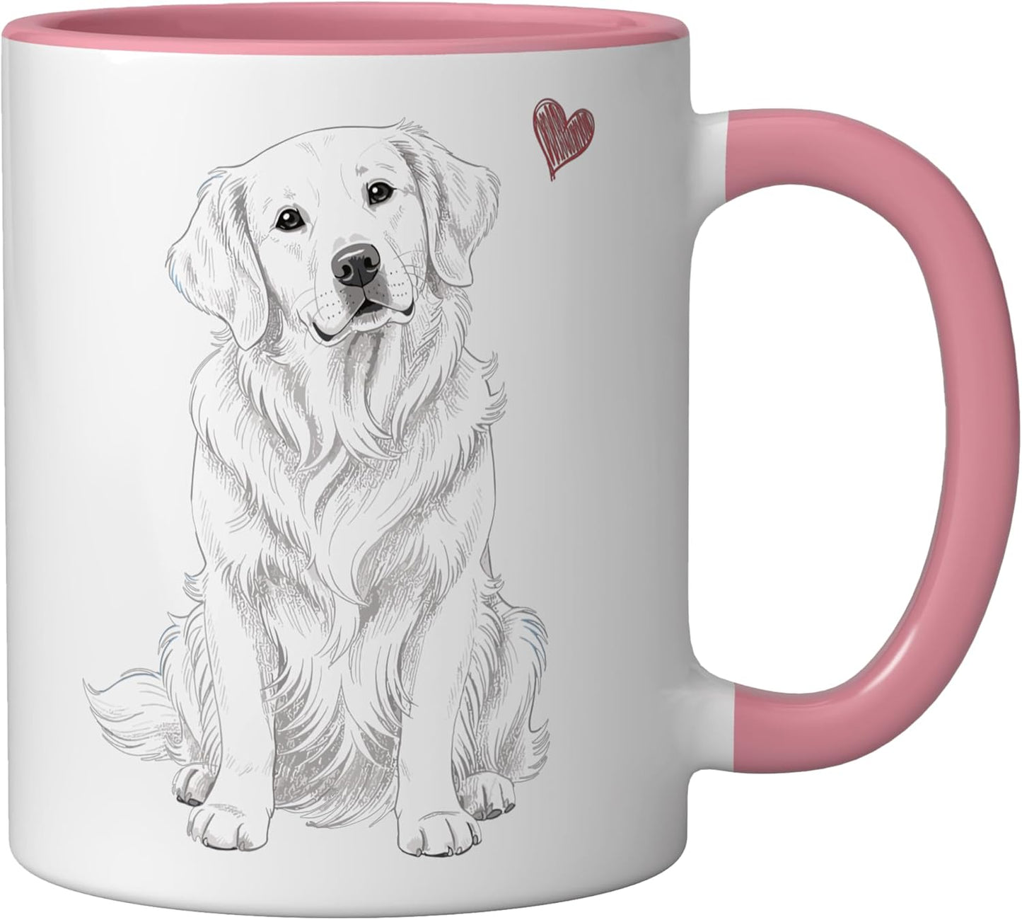 Taza Cerámica Golden Retriever Rosa/Blanco