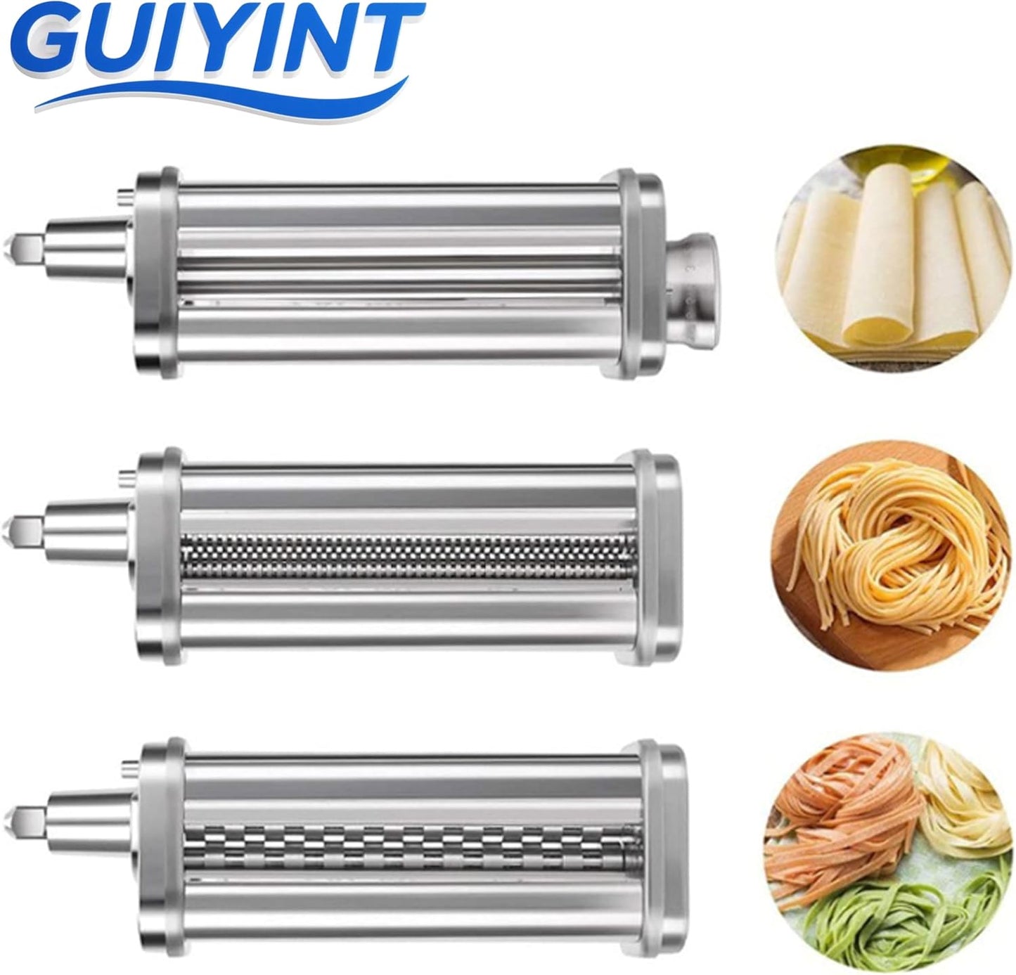 Set 3 Pzas Rodillos y Cortador Pasta Acero Inox