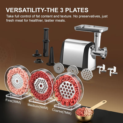 Molinillo carne acero inox con tubo salchichas y cuchillas