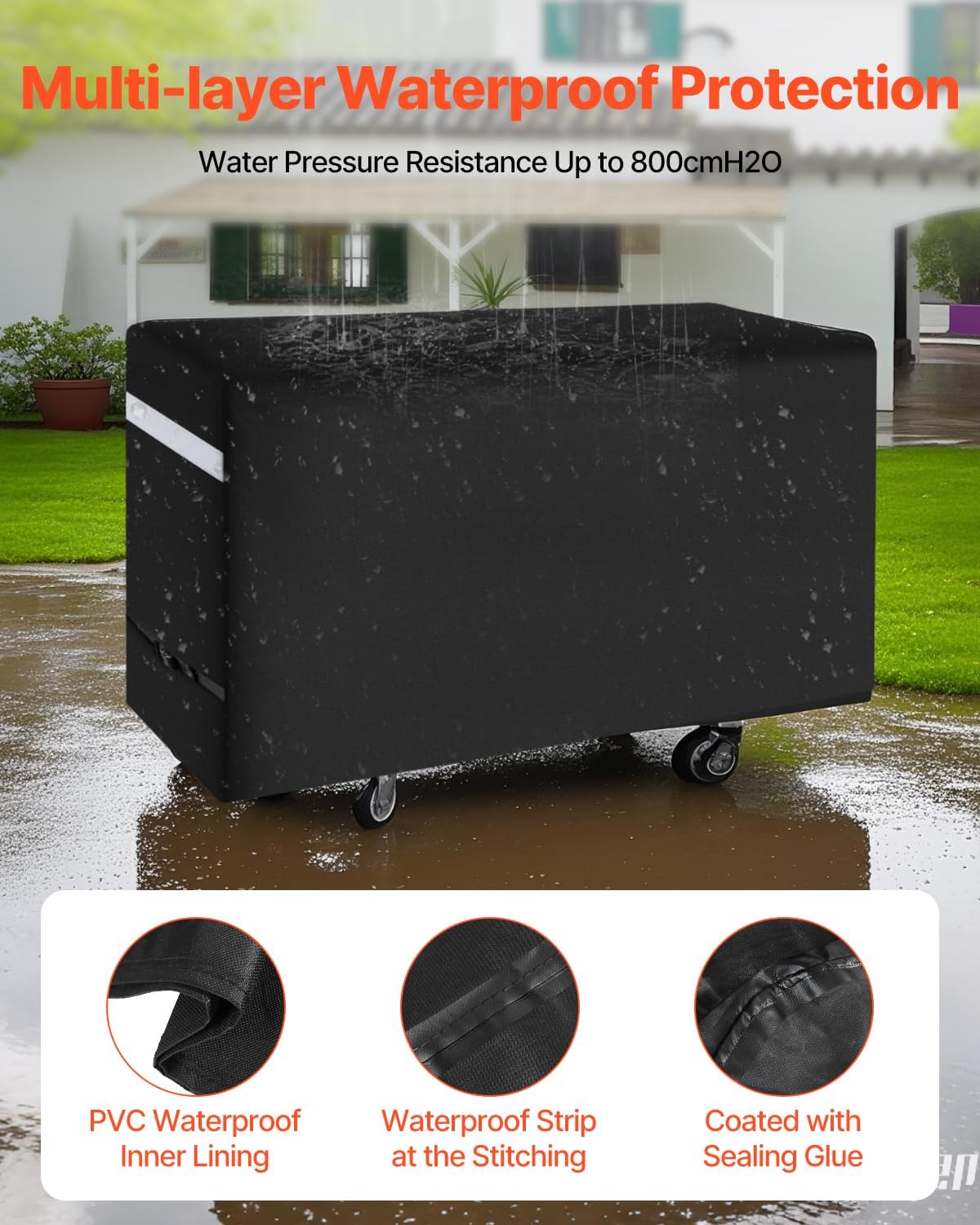 Funda parrilla 66pulg poliéster 600D impermeable color negro