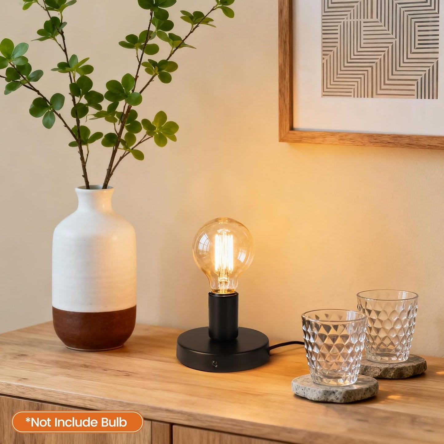 Base lámpara mesa vintage E26/E27 con enchufe 5.6pulg