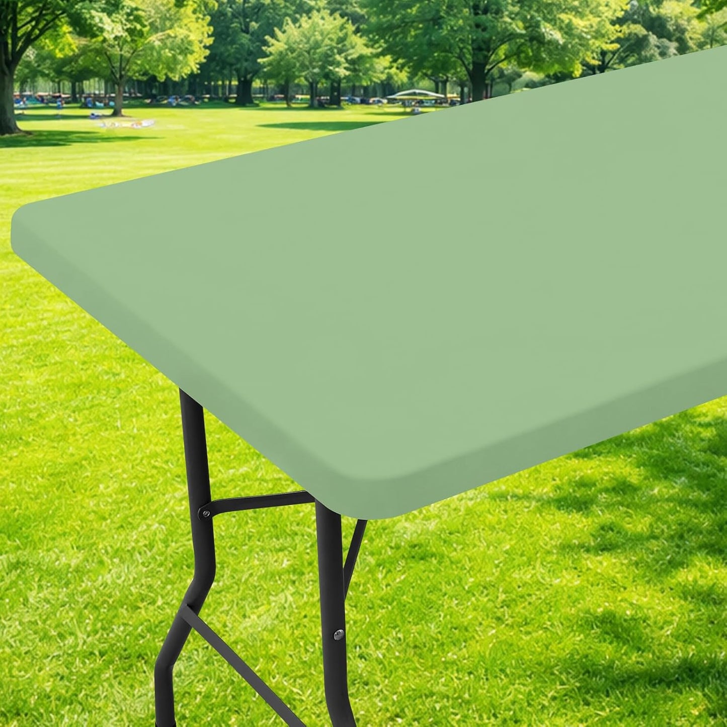 Mantel rectangular de elastano para pícnic y fiestas 30 x 72" verde claro