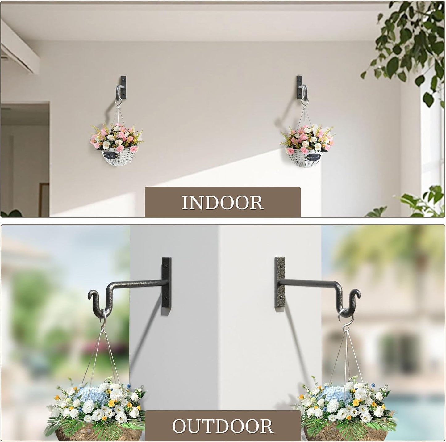 2 Ganchos Pared Metal para Colgar Plantas 6pulg