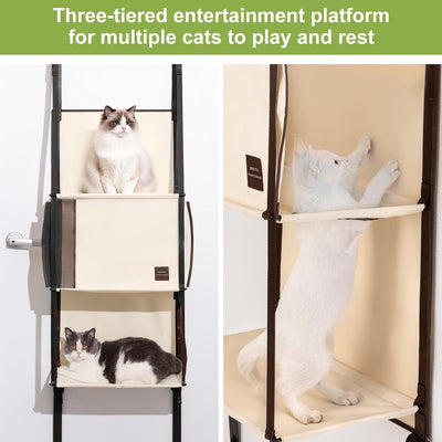 Árbol colgante para gatos 3 niveles puerta hamaca plegable