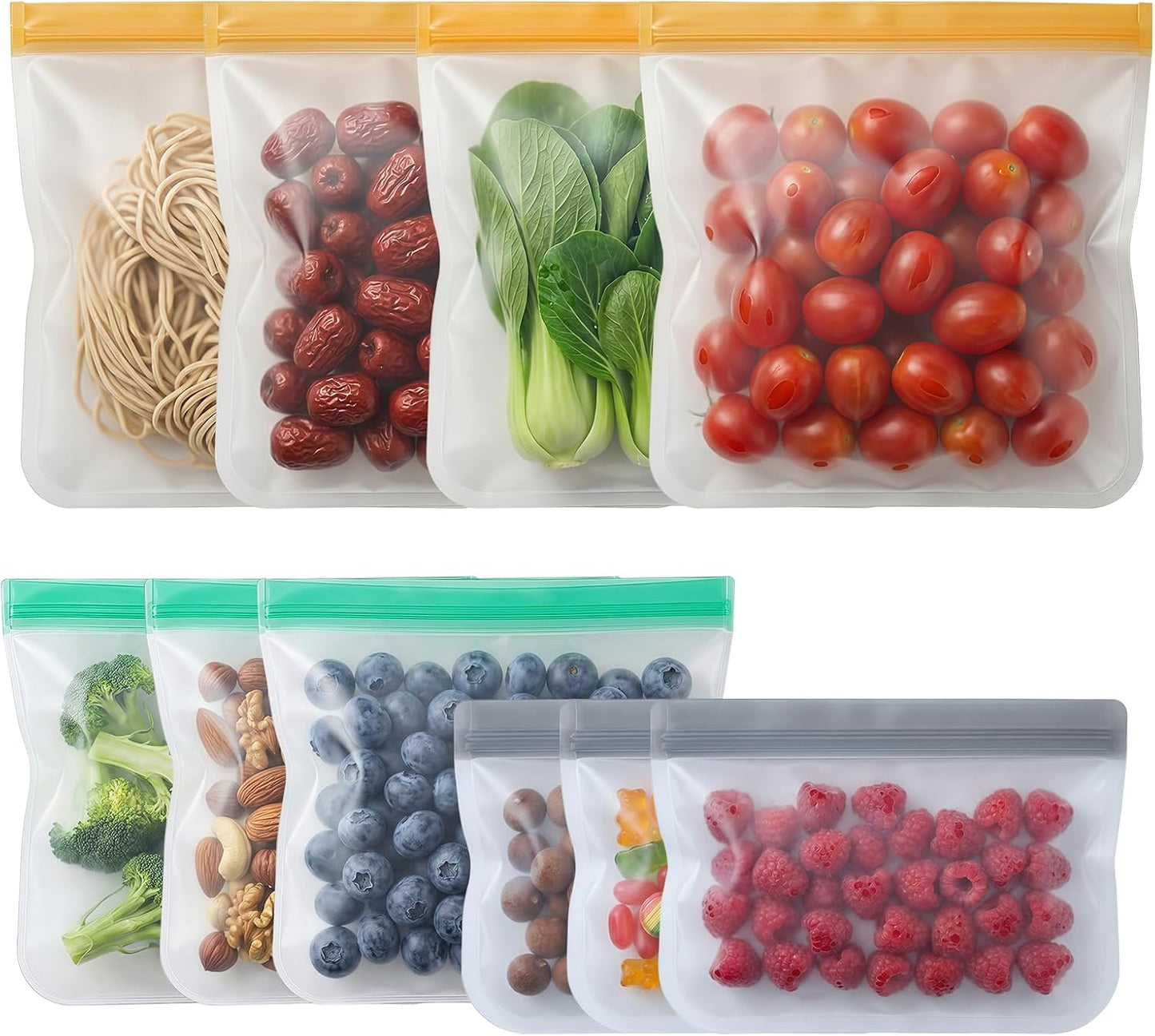Paquete de 10 bolsas reutilizables para congelador sin BPA