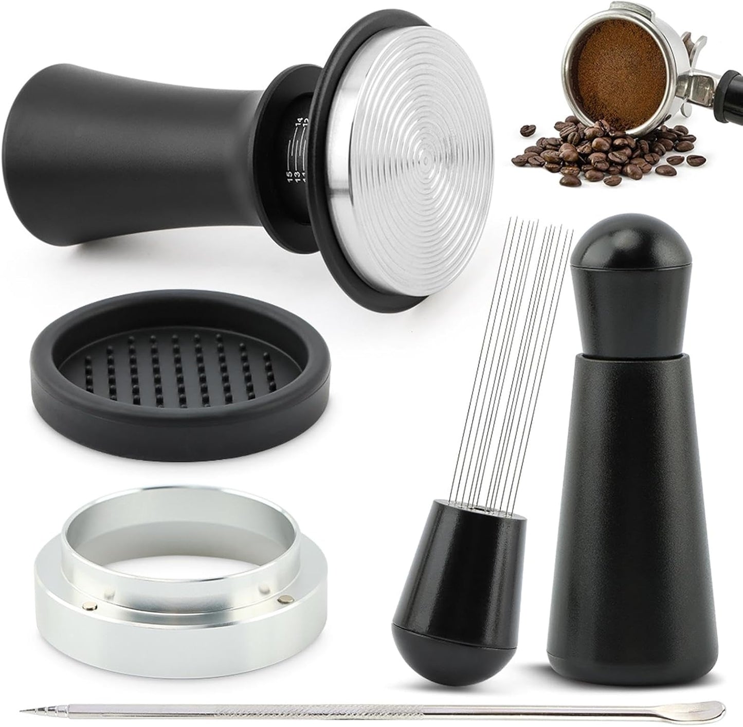 Set Accesorios Café Expreso con Base Agitador Negro 5 Uds