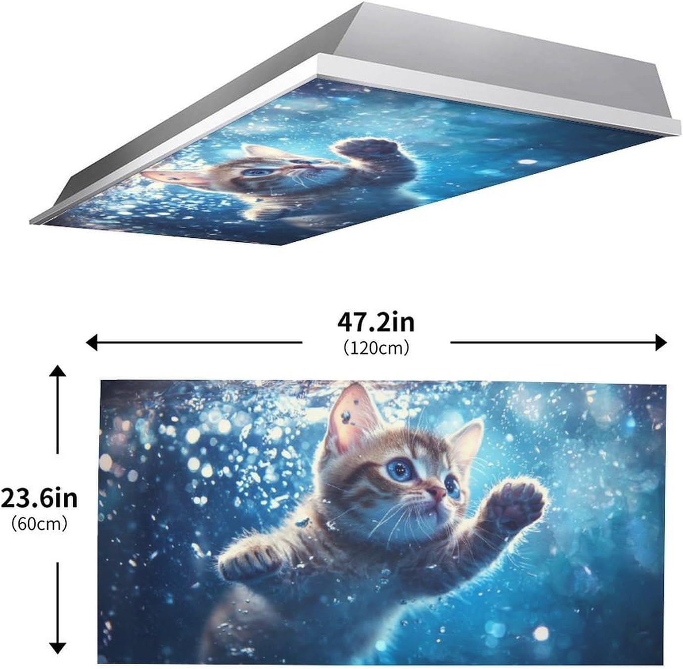 2 Cubiertas Magnéticas Luz Fluorescente Gato 4x2pies Aula Hogar