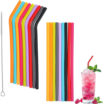 Popotes de silicona reutilizables largos y flexibles con cepillos para vasos de 20 y 30 oz
