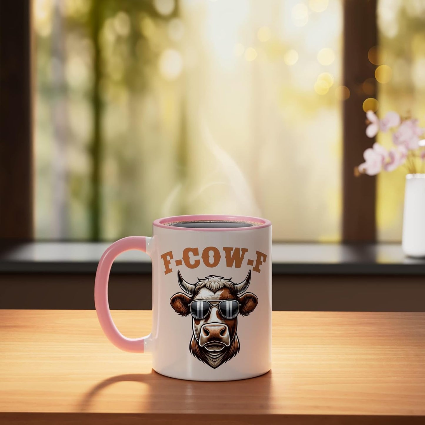 Taza cerámica fcowf rosa/blanca