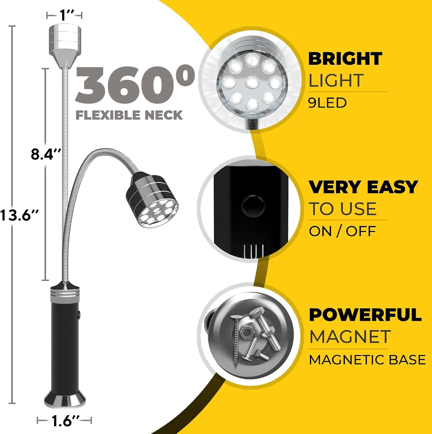 2 Luces LED flexibles para parrilla con base magnética