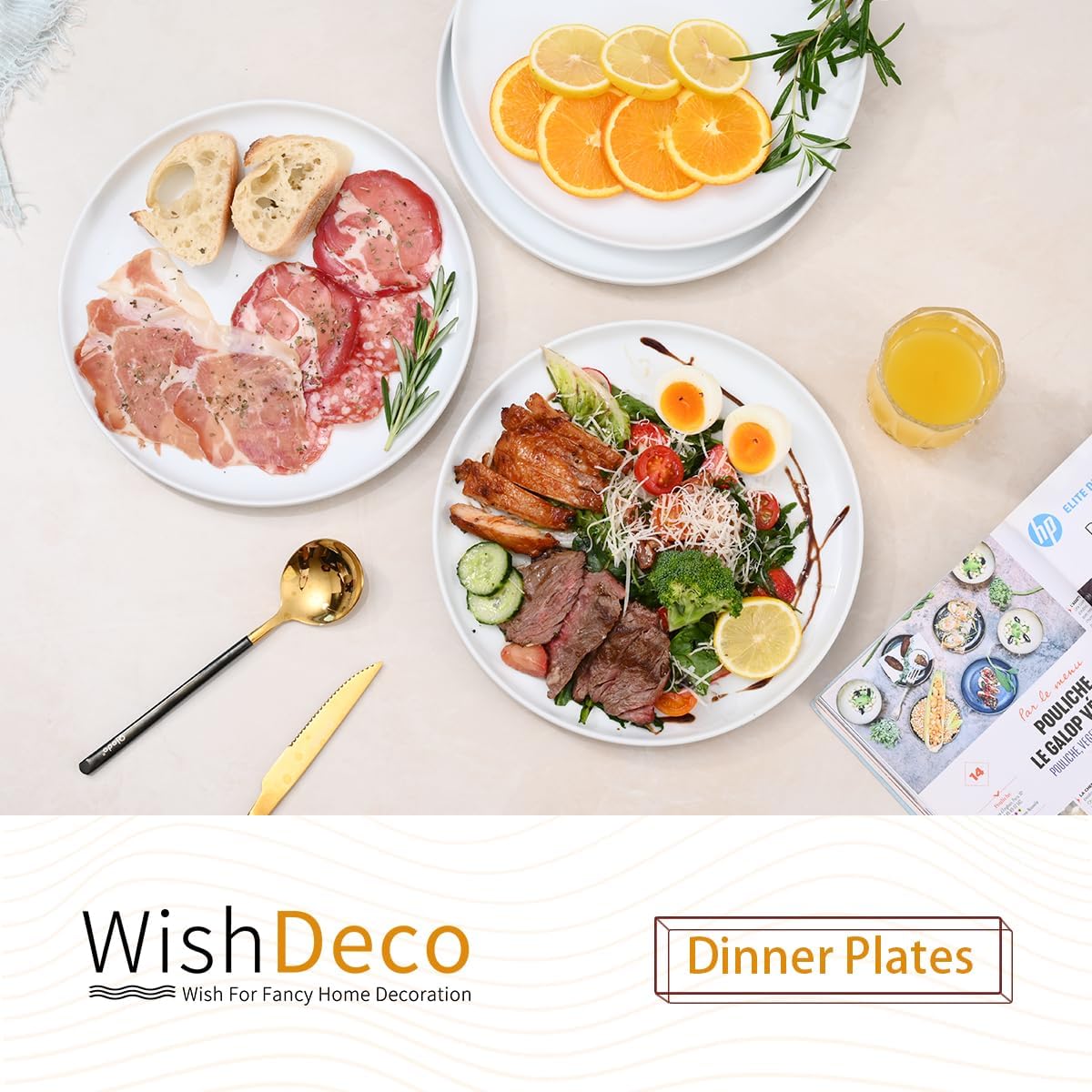 Juego de platos y tazas WishDeco para 4 en blanco
