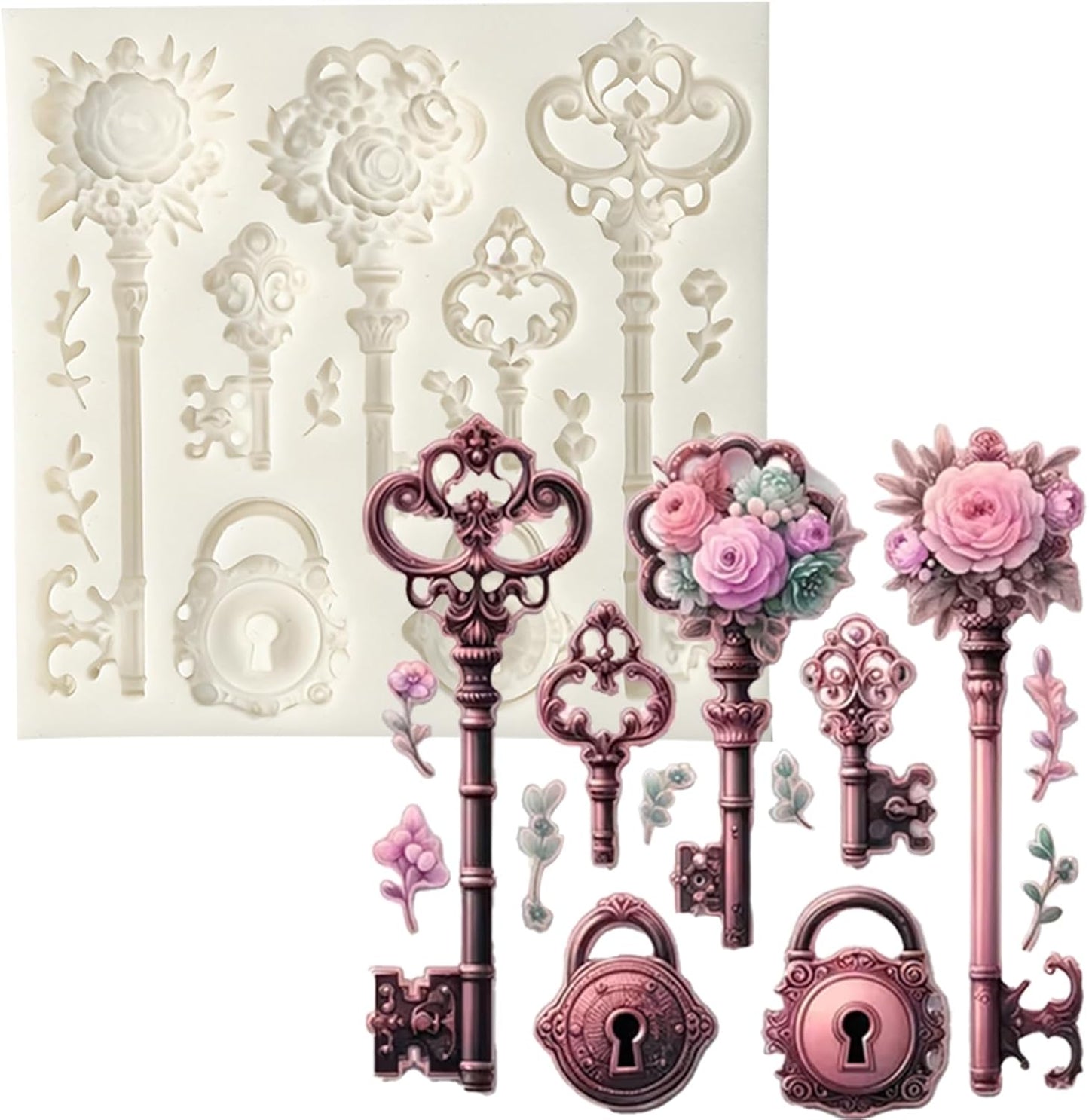 Molde de silicona con diseño flor de llave barroco para cupcakes y decoración