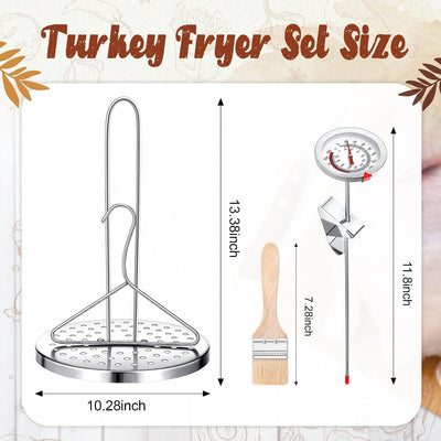 3 Pzas Soporte Freidora Pavo Estante Vertical con Termómetro