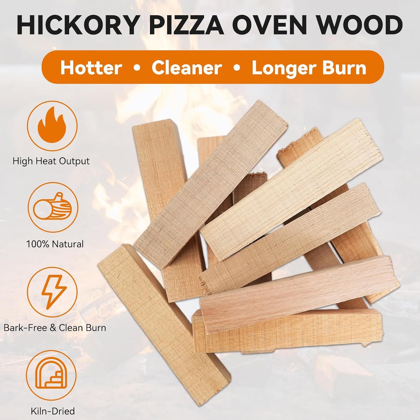 Madera nogal hickory para horno pizza 6pulg 15lb seca sin corteza