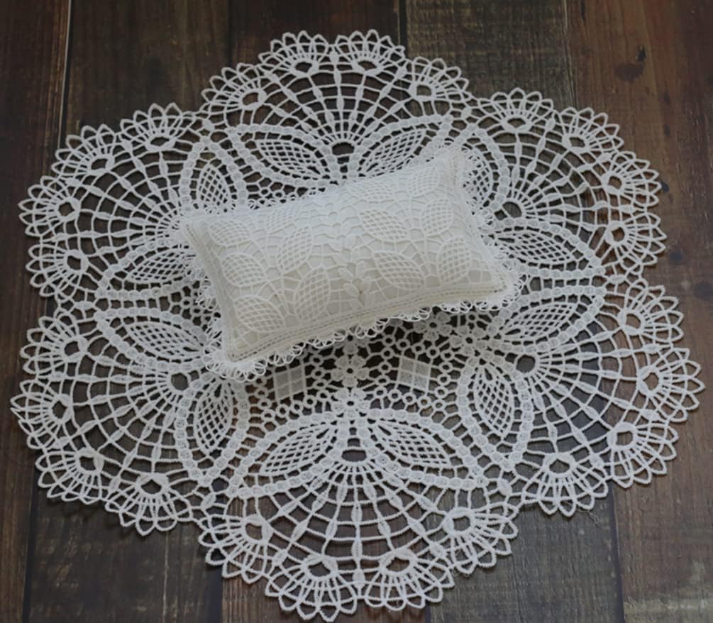 Almohada tapete bebé para fotos con encaje