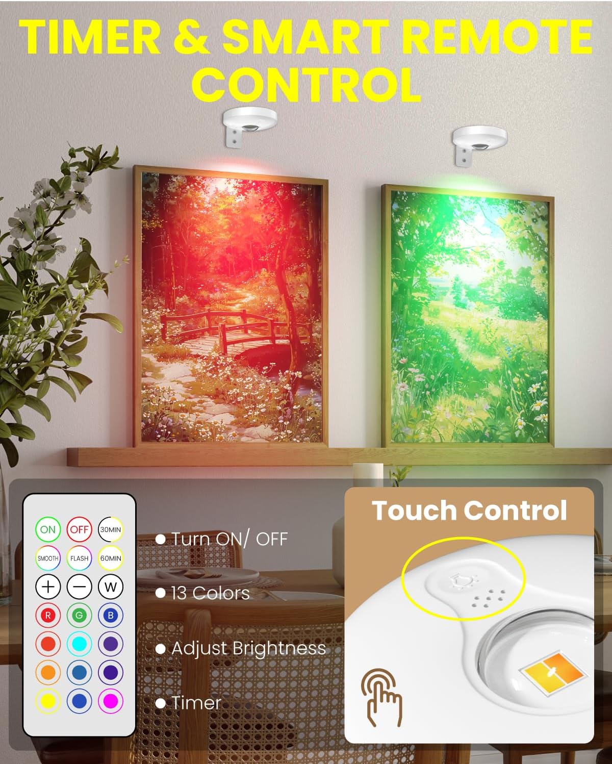 Luz inalámbrica RGB para pared con batería recargable