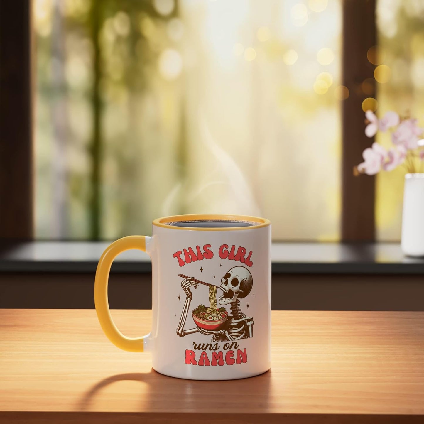 Taza Cerámica Ramen Anime Japonesa Amarillo/Blanco