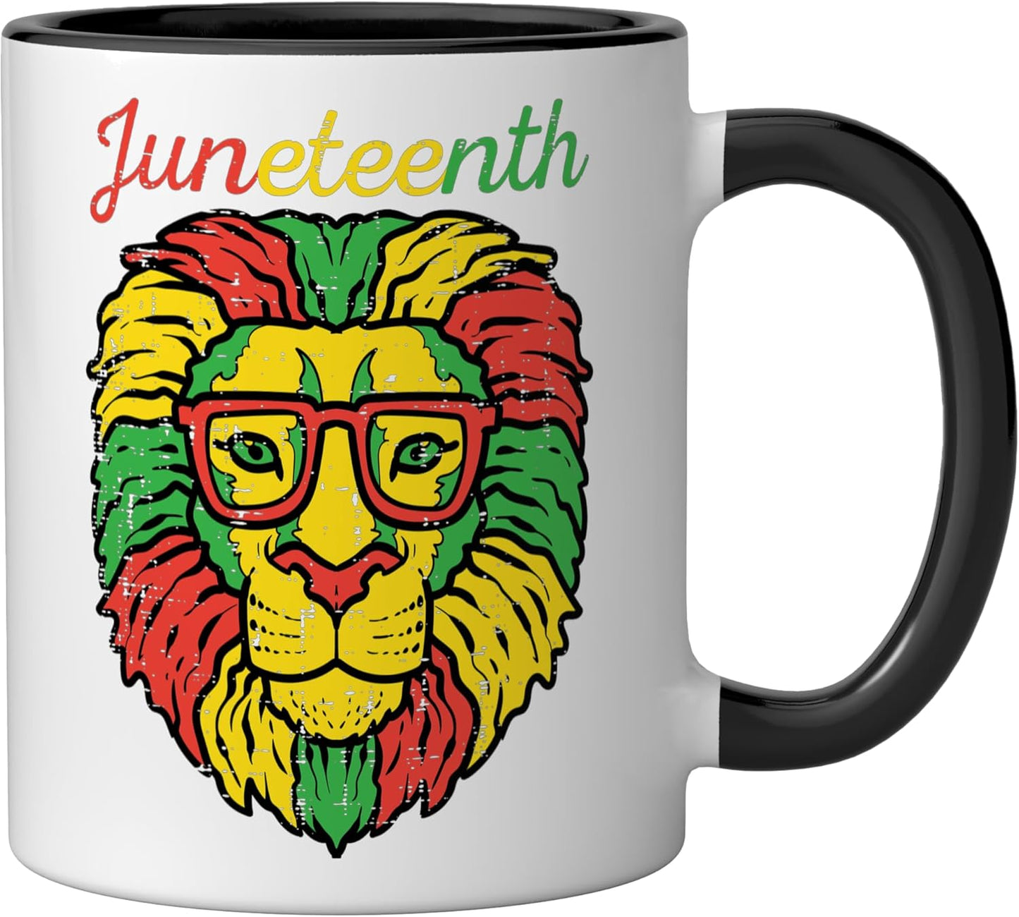 Taza cerámica Juneteenth Lion Head para adultos y niños en negro/blanco