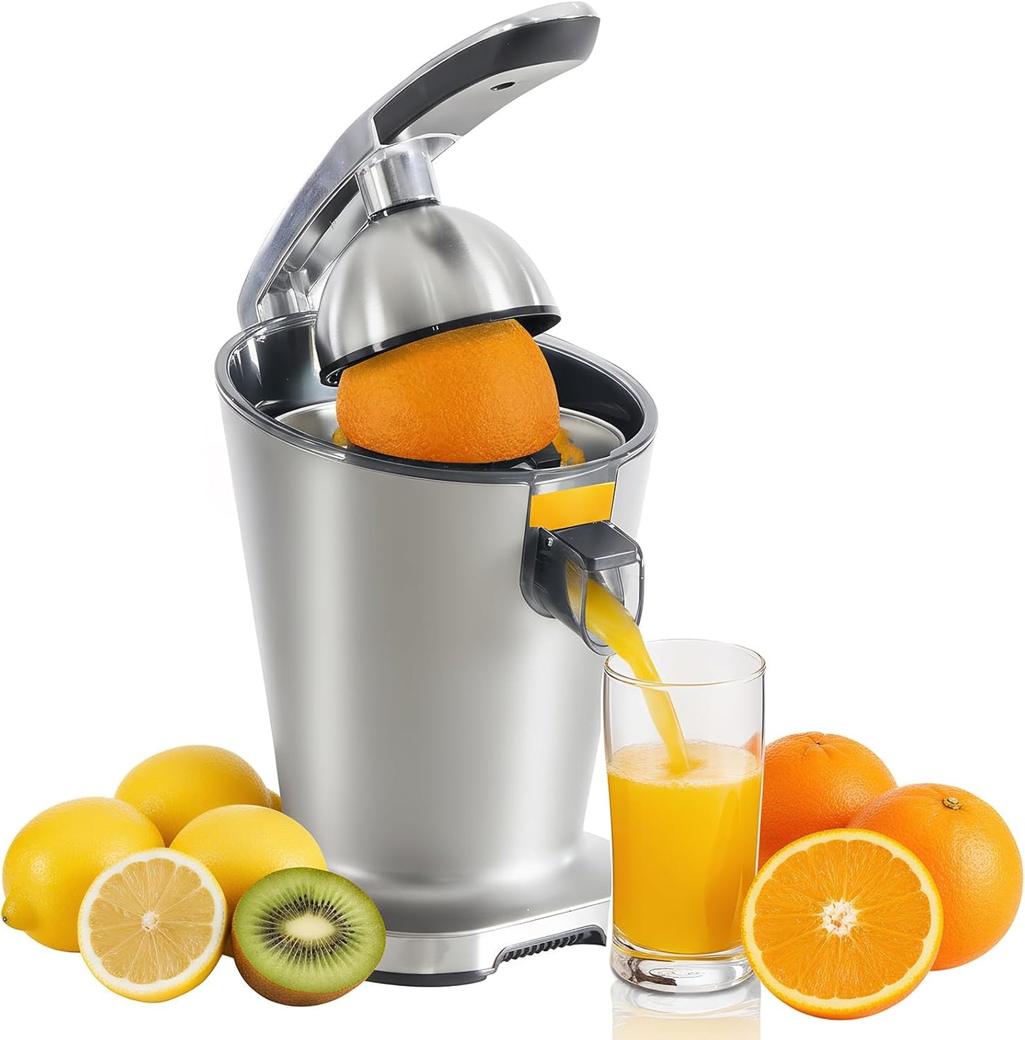 Exprimidor eléctrico de cítricos automático con mango suave y piezas aptas para lavavajillas